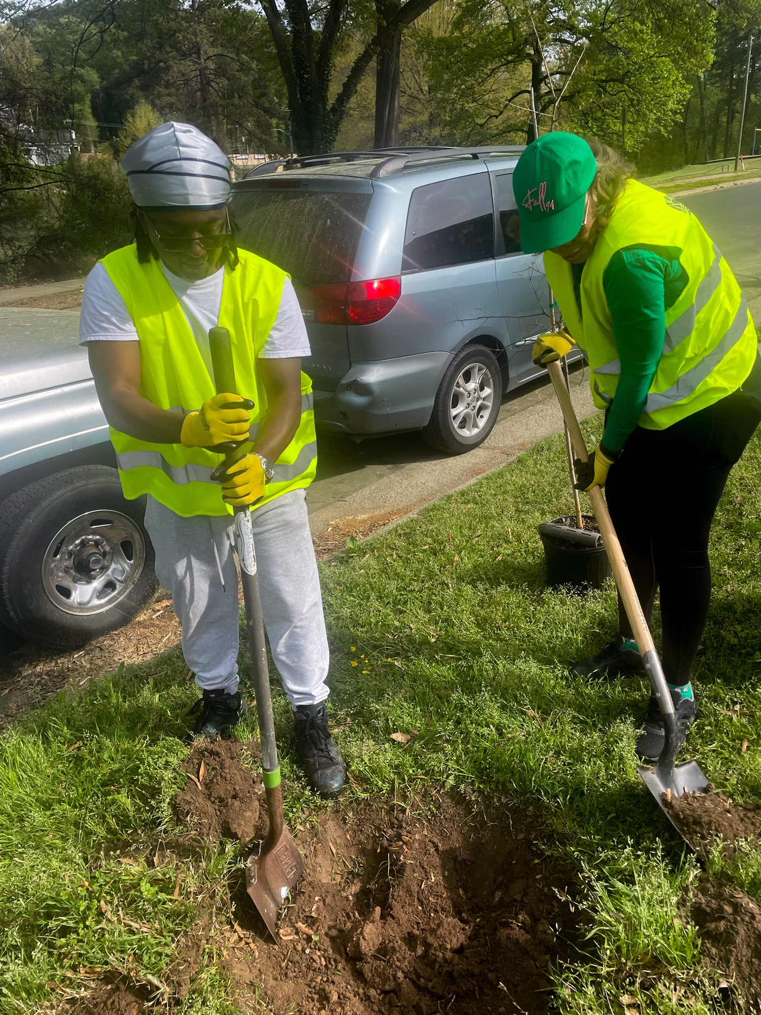 Keith Bishop helping dig a hole in Durham, NC community event